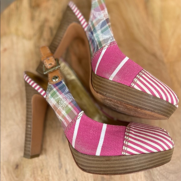 *GUC*COACH Berli Poppy Patchwork/Pink Multi Platform Slingbacks - sz 9 M, #A3279 - Picture 2 of 13